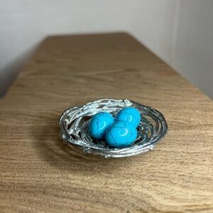 Silver Nest with Turquoise Stone Eggs